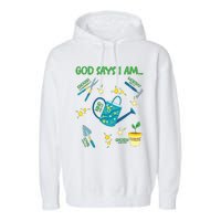 God Says I Am Gardening Lover Women Christian Garment-Dyed Fleece Hoodie