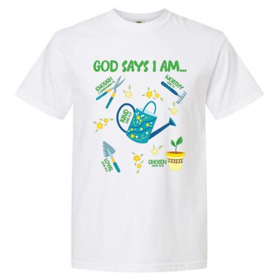 God Says I Am Gardening Lover Women Christian Garment-Dyed Heavyweight T-Shirt