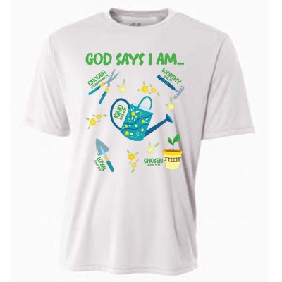 God Says I Am Gardening Lover Women Christian Cooling Performance Crew T-Shirt