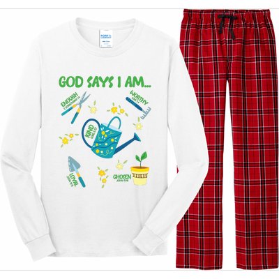 God Says I Am Gardening Lover Women Christian Long Sleeve Pajama Set