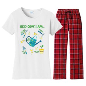 God Says I Am Gardening Lover Women Christian Women's Flannel Pajama Set