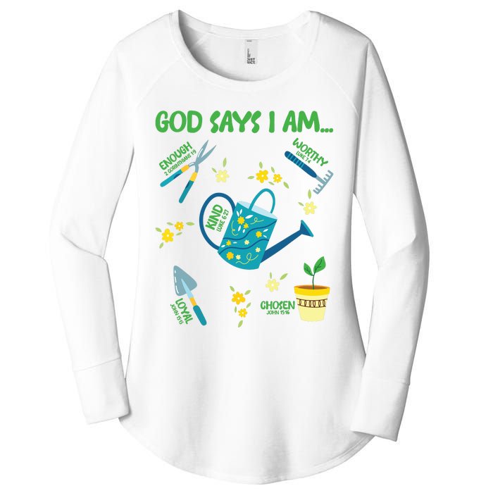 God Says I Am Gardening Lover Women Christian Women's Perfect Tri Tunic Long Sleeve Shirt