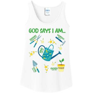 God Says I Am Gardening Lover Women Christian Ladies Essential Tank