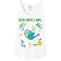 God Says I Am Gardening Lover Women Christian Ladies Essential Tank