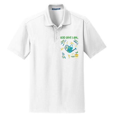 God Says I Am Gardening Lover Women Christian Dry Zone Grid Polo