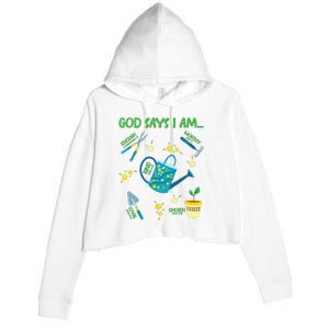 God Says I Am Gardening Lover Women Christian Crop Fleece Hoodie