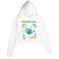 God Says I Am Gardening Lover Women Christian Crop Fleece Hoodie