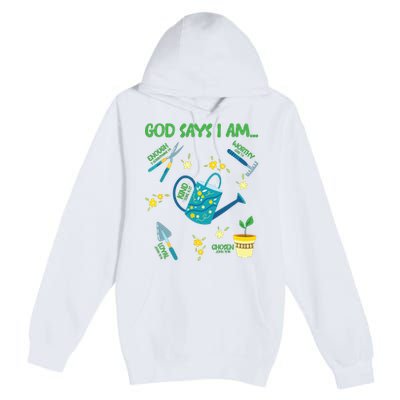 God Says I Am Gardening Lover Women Christian Premium Pullover Hoodie