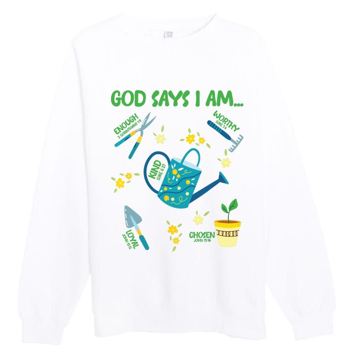 God Says I Am Gardening Lover Women Christian Premium Crewneck Sweatshirt