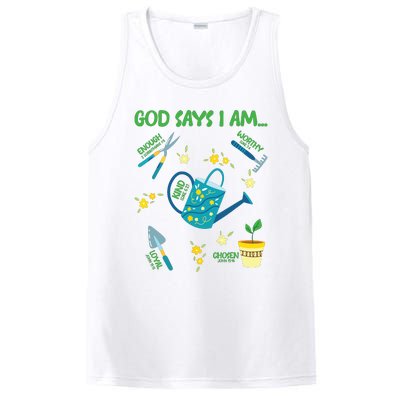 God Says I Am Gardening Lover Women Christian PosiCharge Competitor Tank