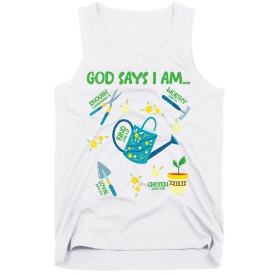 God Says I Am Gardening Lover Women Christian Tank Top