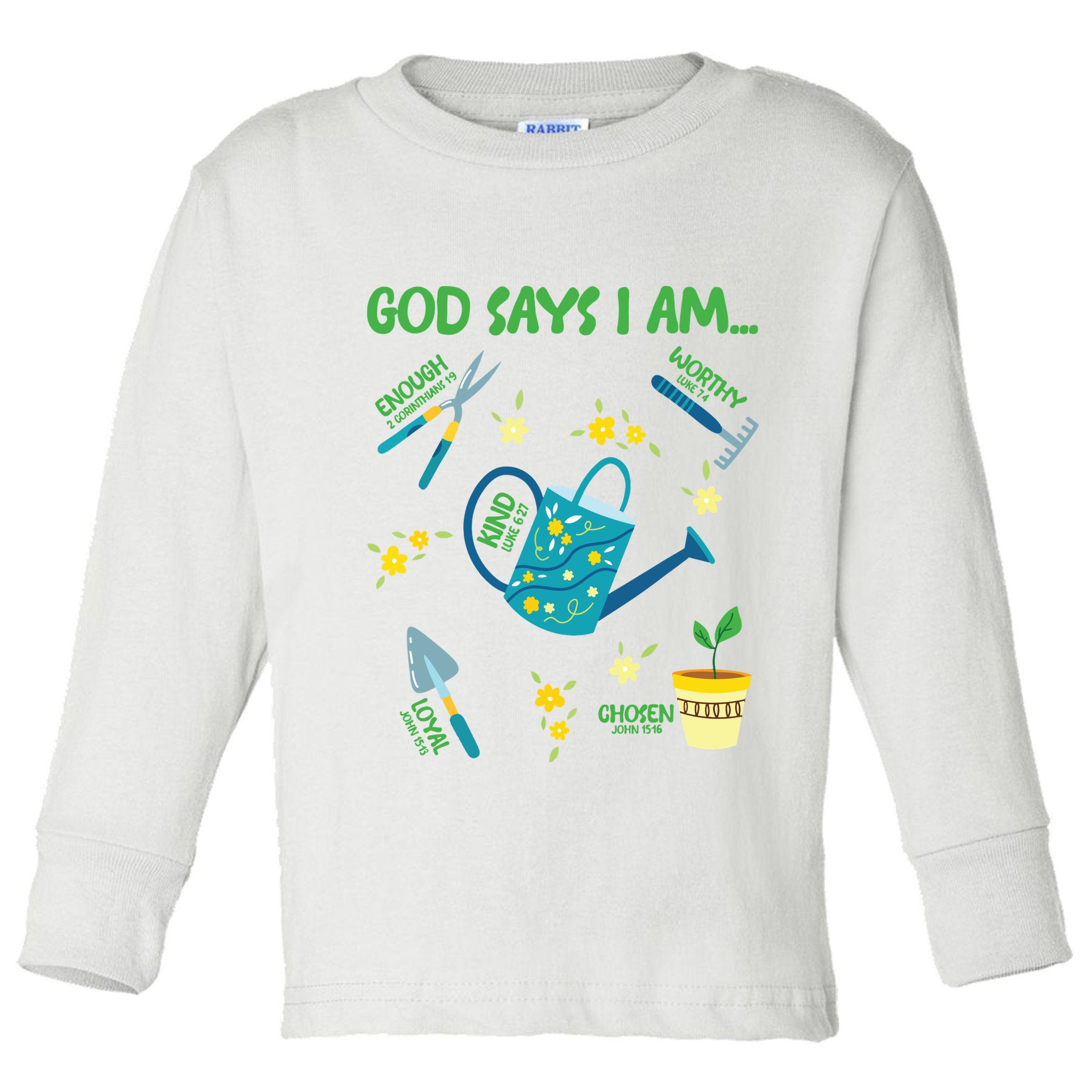 God Says I Am Gardening Lover Women Christian Toddler Long Sleeve Shirt