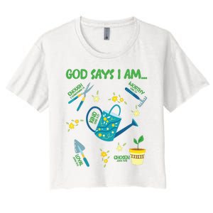 God Says I Am Gardening Lover Women Christian Women's Crop Top Tee