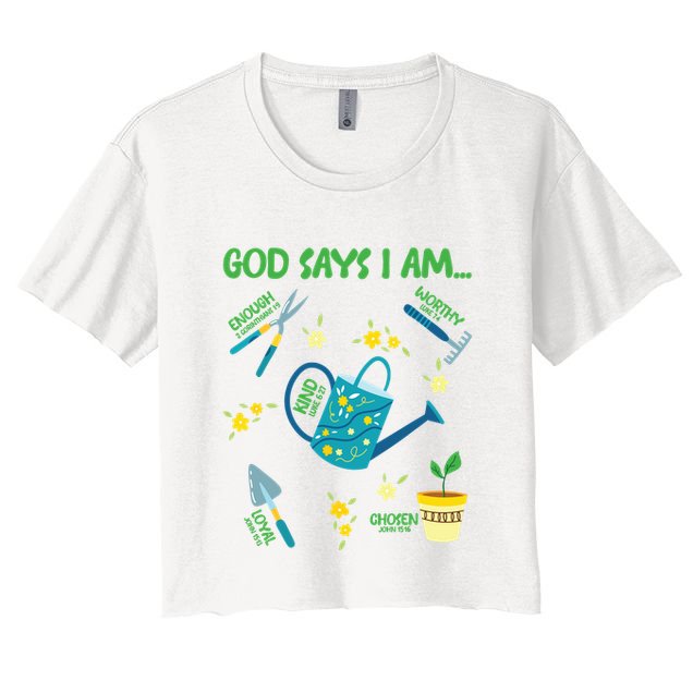 God Says I Am Gardening Lover Women Christian Crop Top