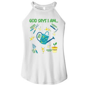 God Says I Am Gardening Lover Women Christian Women's Perfect Tri Rocker Tank