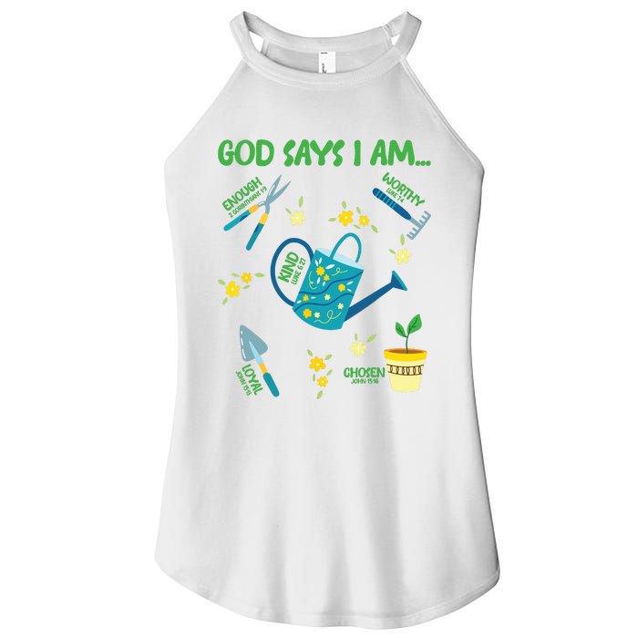 God Says I Am Gardening Lover Women Christian Women's Perfect Tri Rocker Tank