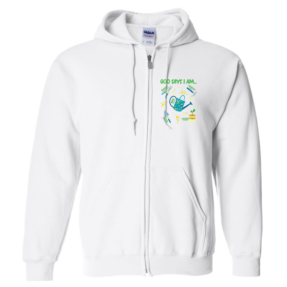 God Says I Am Gardening Lover Women Christian Full Zip Hoodie