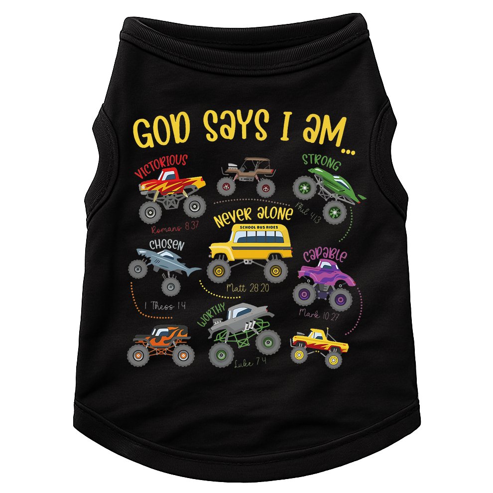 God Says I Am Construction Bible Verse Truck Doggie Tank