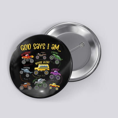 God Says I Am Construction Bible Verse Truck Button