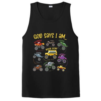 God Says I Am Construction Bible Verse Truck PosiCharge Competitor Tank