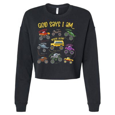 God Says I Am Construction Bible Verse Truck Cropped Pullover Crew