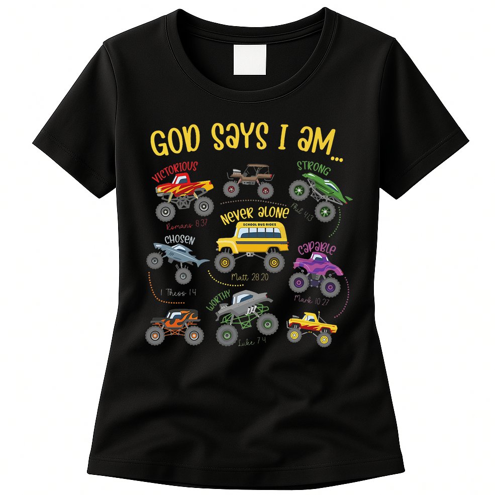 God Says I Am Construction Bible Verse Truck Womens T-Shirt