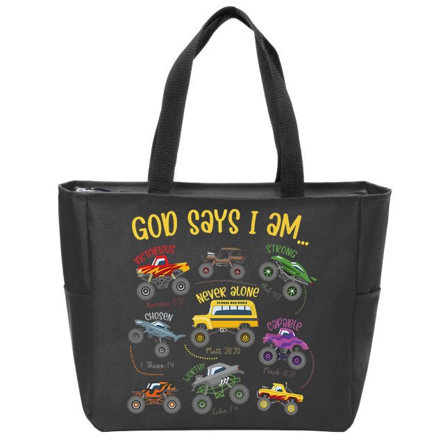God Says I Am Construction Bible Verse Truck Zip Tote Bag