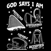 God Says I Am Roller Coaster Lover Christian Cooling Performance Crew T-Shirt