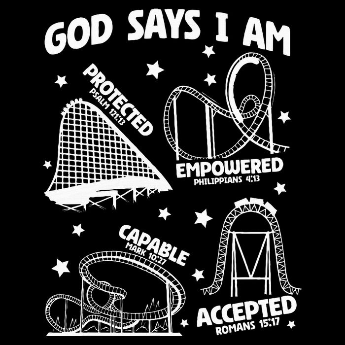 God Says I Am Roller Coaster Lover Christian Cooling Performance Crew T-Shirt