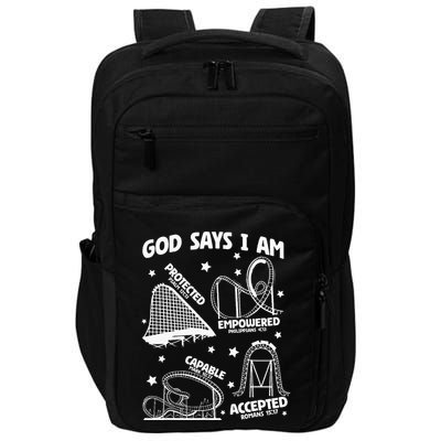 God Says I Am Roller Coaster Lover Christian Impact Tech Backpack