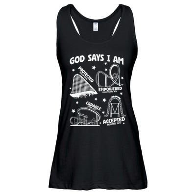 God Says I Am Roller Coaster Lover Christian Ladies Essential Flowy Tank