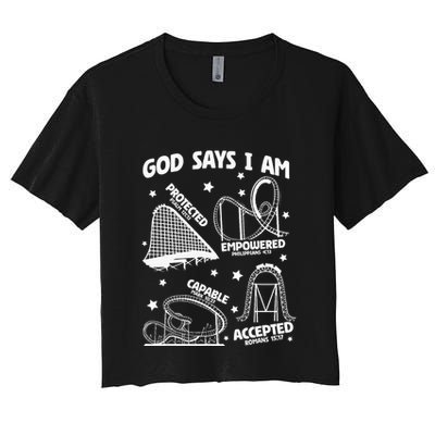 God Says I Am Roller Coaster Lover Christian Crop Top