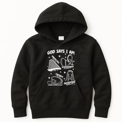 God Says I Am Roller Coaster Lover Christian Kids Hoodie