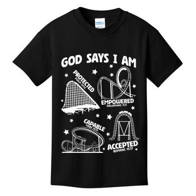 God Says I Am Roller Coaster Lover Christian Kids T-Shirt