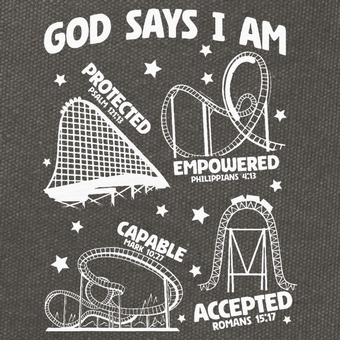 God Says I Am Roller Coaster Lover Christian Cotton Canvas Backpack
