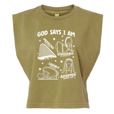God Says I Am Roller Coaster Lover Christian Garment-Dyed Women's Muscle Tee