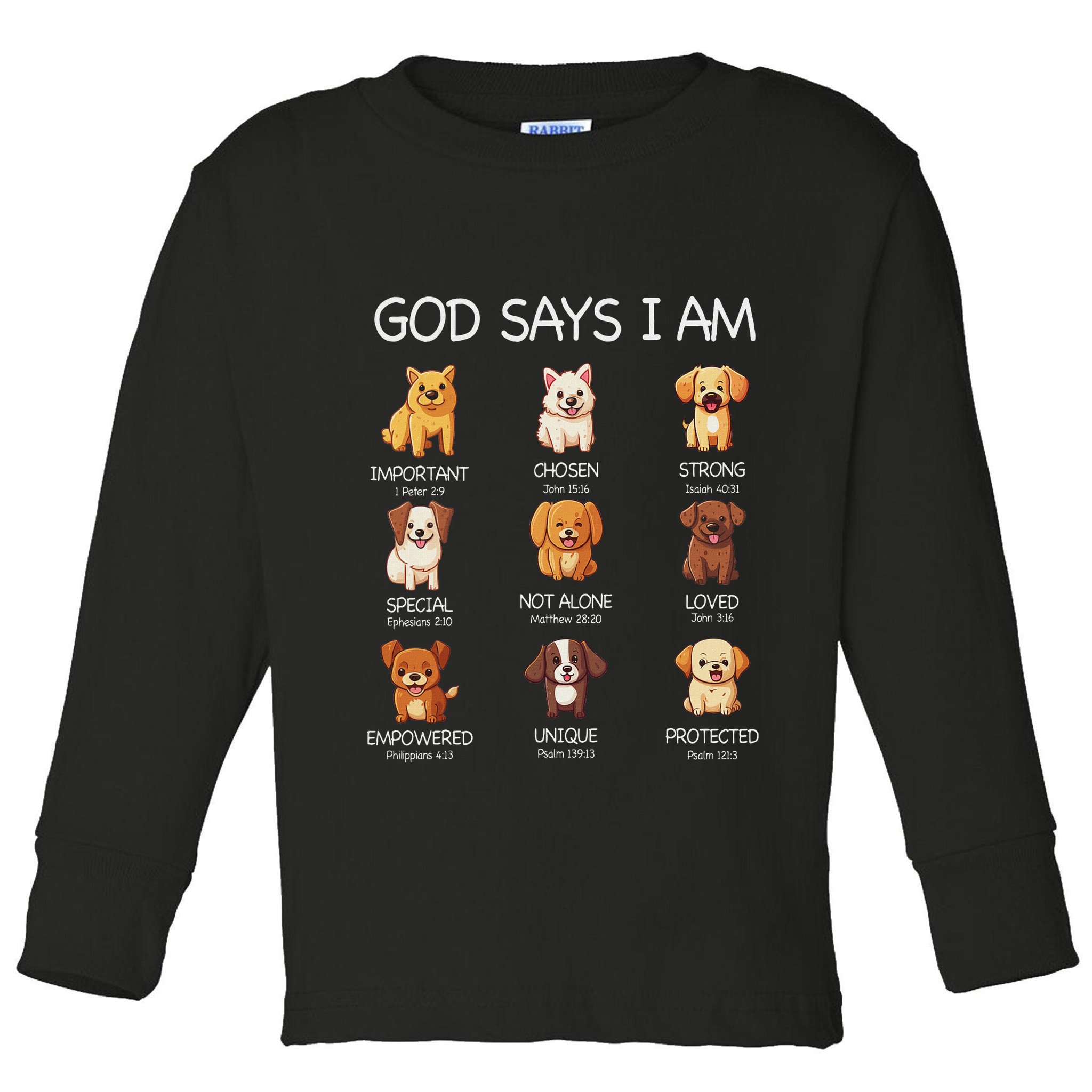 God Says I Am Cute Dogs Bible Verse Christian Toddler Long Sleeve Shirt