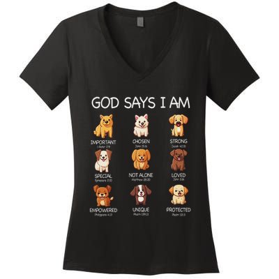 God Says I Am Cute Dogs Bible Verse Christian Women's V-Neck T-Shirt