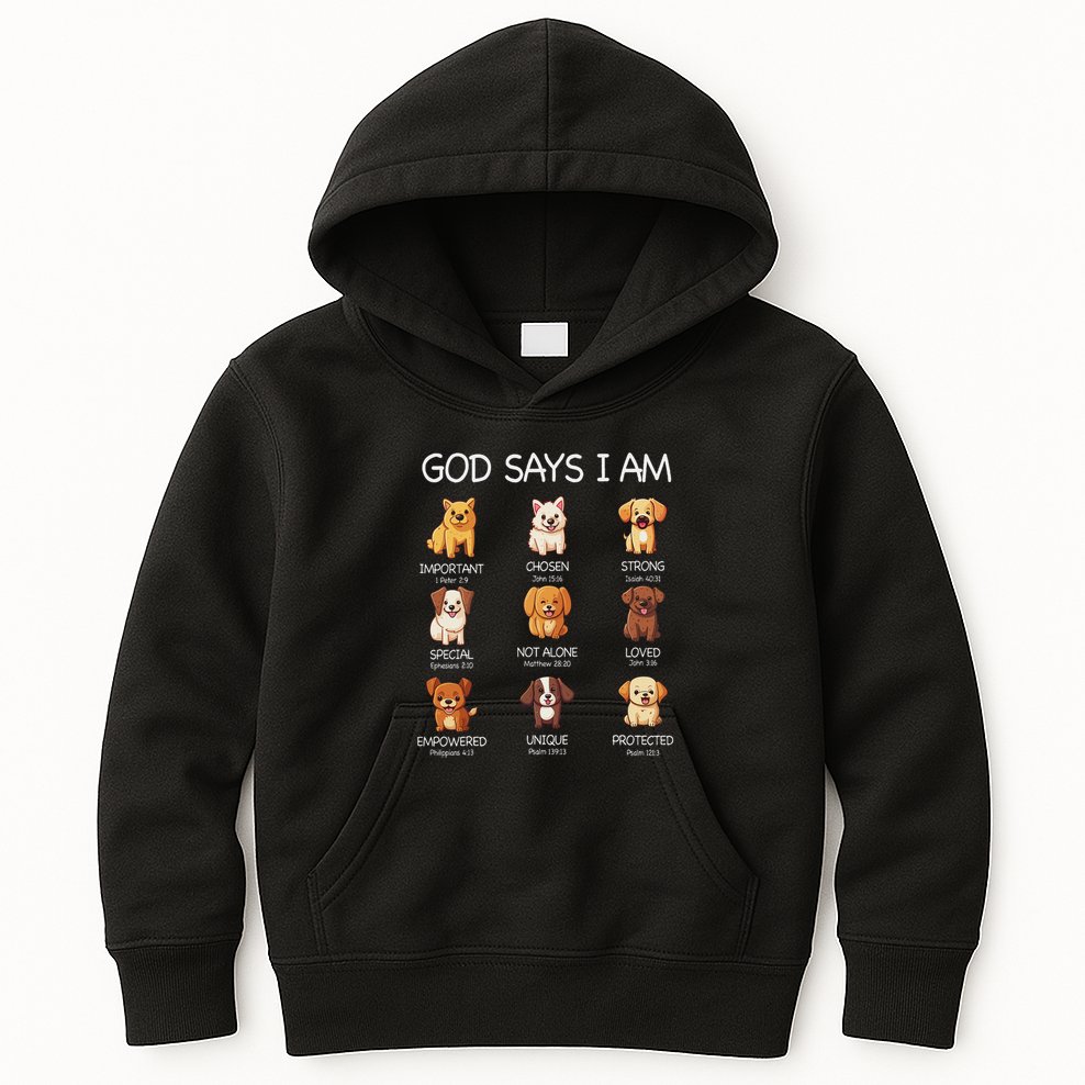 God Says I Am Cute Dogs Bible Verse Christian Kids Hoodie