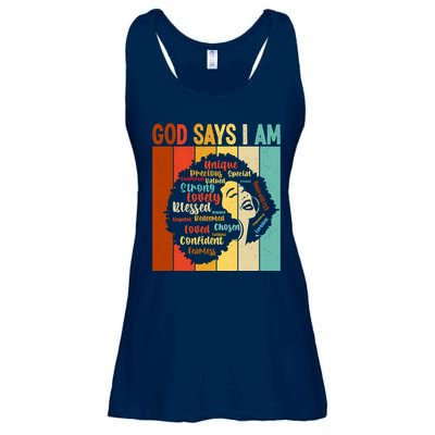 God Says I Am Black Woman Stylish Afro Ladies Essential Flowy Tank