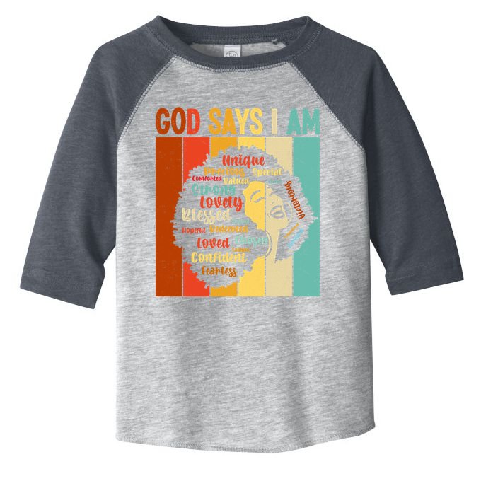 God Says I Am Black Woman Stylish Afro Toddler Fine Jersey T-Shirt