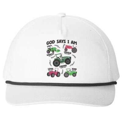 God Says I Am Tractor Lover Christian Snapback Five-Panel Rope Hat