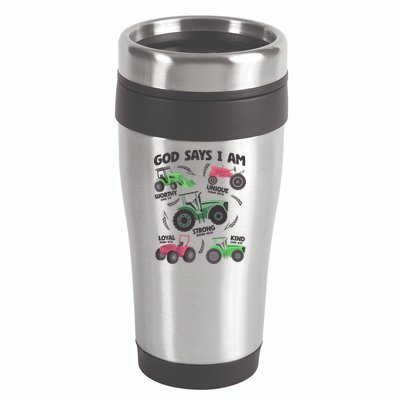 God Says I Am Tractor Lover Christian 16oz Travel Tumbler