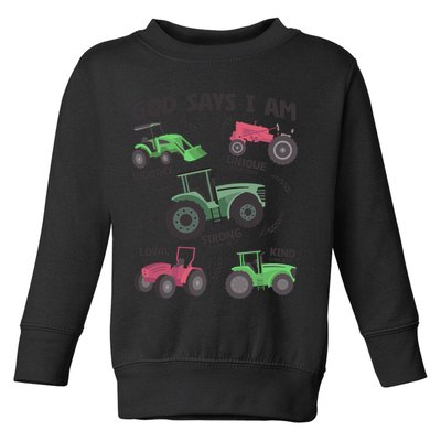 God Says I Am Tractor Lover Christian Toddler Sweatshirt