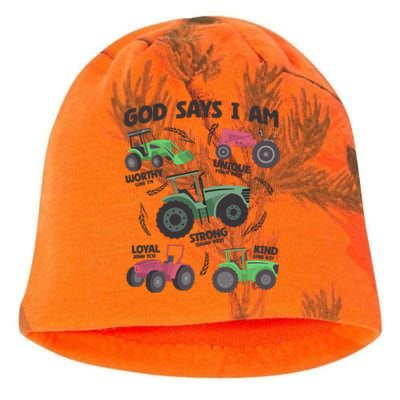 God Says I Am Tractor Lover Christian Kati - Camo Knit Beanie