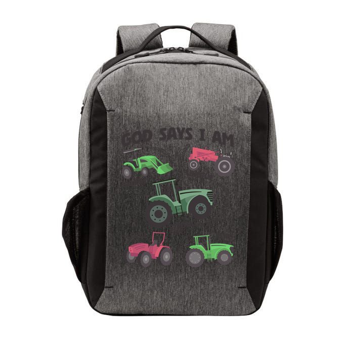 God Says I Am Tractor Lover Christian Vector Backpack