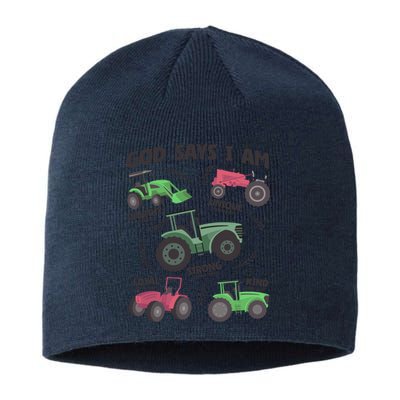 God Says I Am Tractor Lover Christian Sustainable Beanie