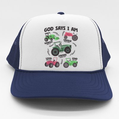 God Says I Am Tractor Lover Christian Trucker Hat