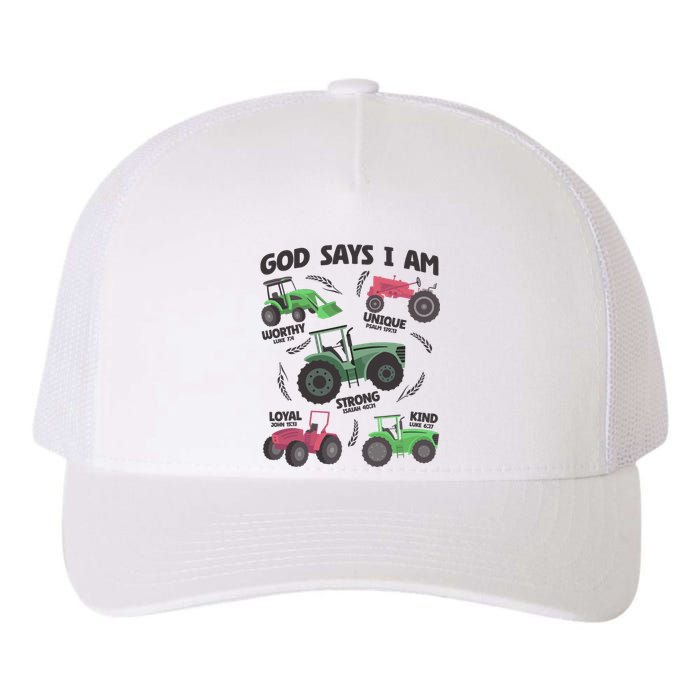 God Says I Am Tractor Lover Christian Yupoong Adult 5-Panel Trucker Hat