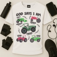 God Says I Am Tractor Lover Christian Cooling Performance Crew T-Shirt